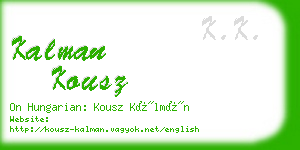 kalman kousz business card